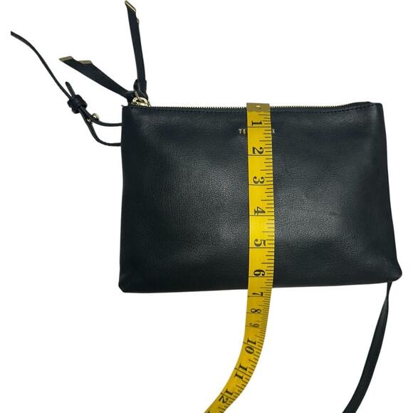 TED BAKER Daniibar Double Zip Leather Crossbody Bag In Black - Picture 14 of 15